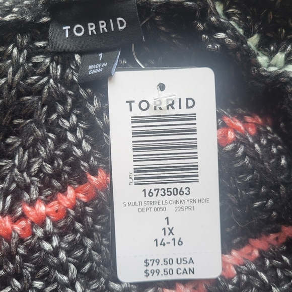 Torrid Chunky Pullover Hooded Raglan Sweater, BNWT, Size 1X - Picture 7 of 8
